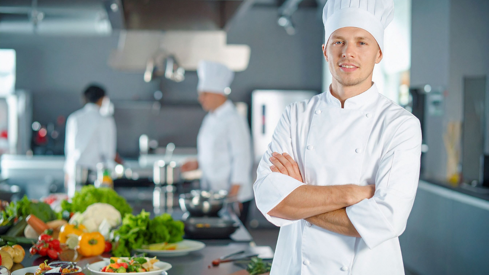 Chef prepping vegetables