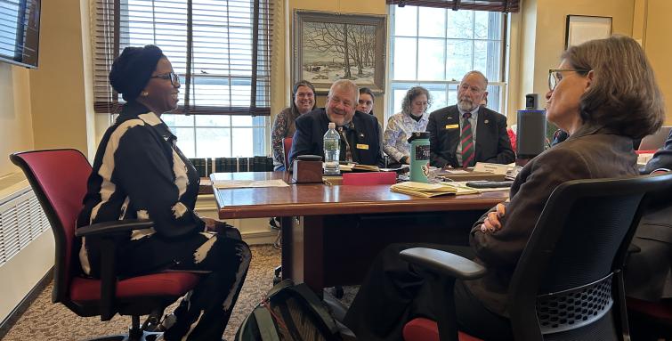  Farmers Market vendor Elom Essiba testifies about the importance of Crop Cash Plus and other food security programs, in the House Agriculture, Food Resiliency, and Forestry Committee