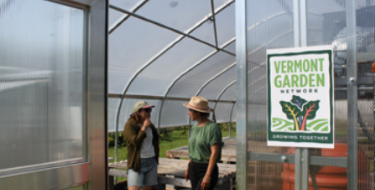 In July, the Farm to Plate Land Access & Land Use Topic Exchange  explored community growing spaces at Vermont Garden Network’s  greenhouse in Landry Park, Winooski. Photo by Jessica Poulin.
