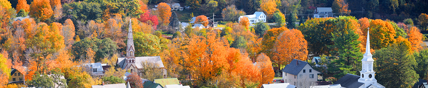 fall foliage, churches, houses