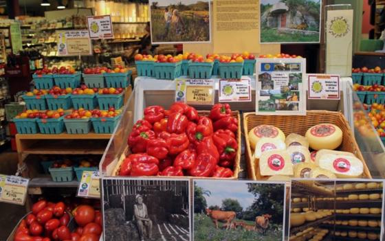 local food display at middlebury natural foods coop