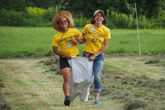 Farmers participating in relay races at a past Farmer Olympics event