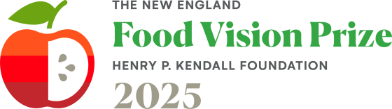 Text "The New England Food Vision Prize. Henry P Kendall Foundation 2025. Apple graphic.