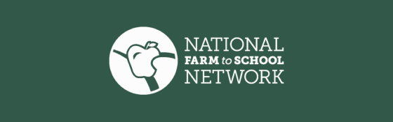 National Farm to School Network Logo. White apple icon over dark green background.