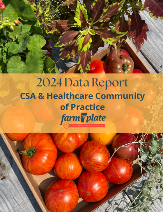 2024 Data Report CSA & Healthcare Community of Practice. Report Cover. Photos of herbs and tomatoes