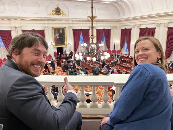 Jake Claro and Maddie Kempner in the House Balcony